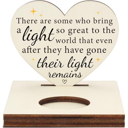 Memorial Tealight Candle Holder with “Their Light Remains” Heart Verse, Remembrance Plaque, Sympathy Bereavement Gift for Loved Ones, LMM3 - color: Their Light Remains