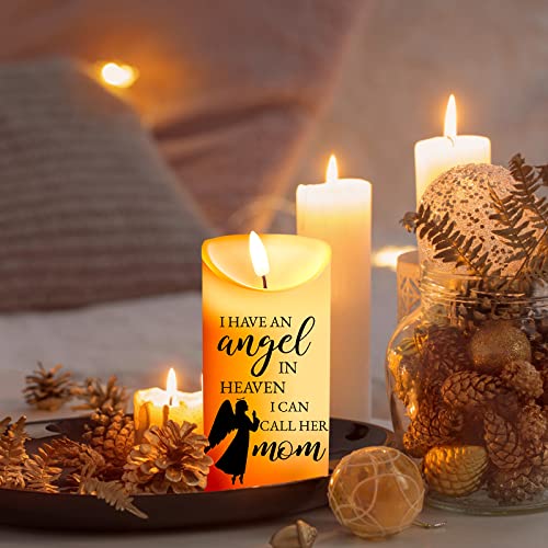 Gerrii Memorial Candle LED Flameless 3x6 Inch Loss of Mother,Angel | Loss of Mother Remembrance, Angel Heaven Message, Battery Operated Safe, Sympathy Gift for Home Memorial Display