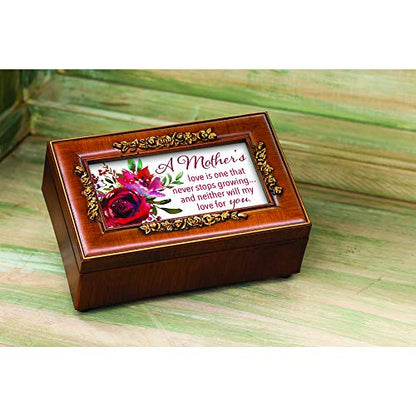 A Mother's Love Petite Rose Woodgrain Music Box Plays Wind Beneath My Wings