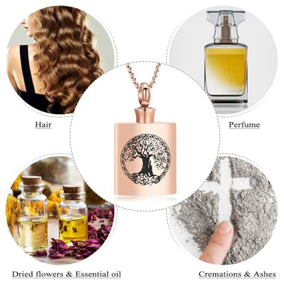 Oinsi Beer Bottle Cremation Jewelry for Ashes Stainless Steel Cylinder Tube Memorial Urn Necklace Keepsake Pendant Jewelry for Human Ashes with Filling Kits - color: B-Rose Gold