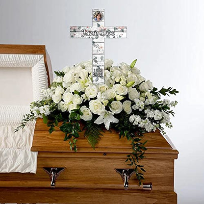 PK Décor Blush Pink Floral Cross - Sympathy Gift for Loss of Baby Girl or Teenage Girl - Memorial Cross Personalized With Photo - Picture Memorial Engraved Plaque (Cross Blush Flowers) - style: Cross Blush Flowers