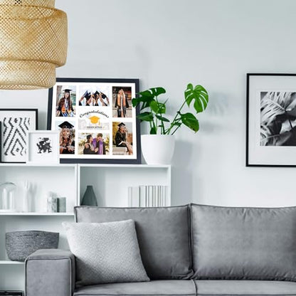 GMFrames Graduation Picture Frame Collage with 7 Openings Multi 4X6 Photo Frame with Wall Hanging for Keepsake Gifts Black - color: Black 4*6(7) Frame with White Mat