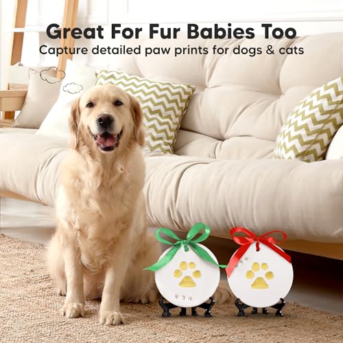 Baby Handprint Footprint Ornament Keepsake Kit, Newborn Imprint(Gold Paint) - color: Cherish, Gold Paint