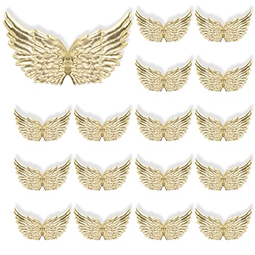 16pcs Glitter Angel Wings for Crafts, Ornaments, Patches, Christmas Tree Decor, Hanging, Vintage Chic Pendant for Party Decor, DIY Craft (Gold) - color: Gold