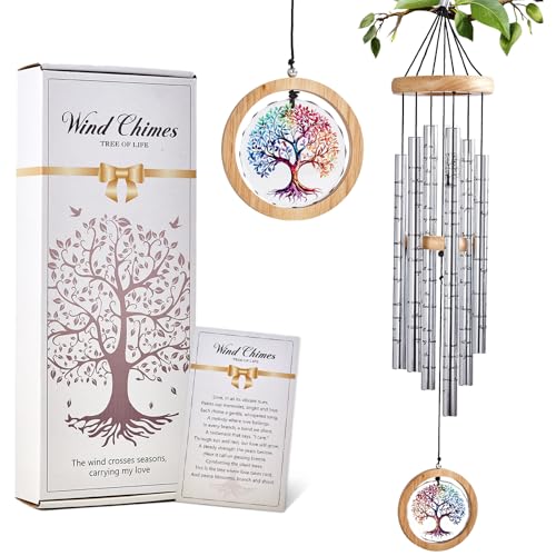 Memorial Wind Chimes for Outside 34" Tree of Life Wind Chime Outdoor for Garden Porch Decor Memorial Bereavement Sympathy Gift for Loss of Loved One Mom Dad Grandpa Grandma Friends - color: Tree of Life