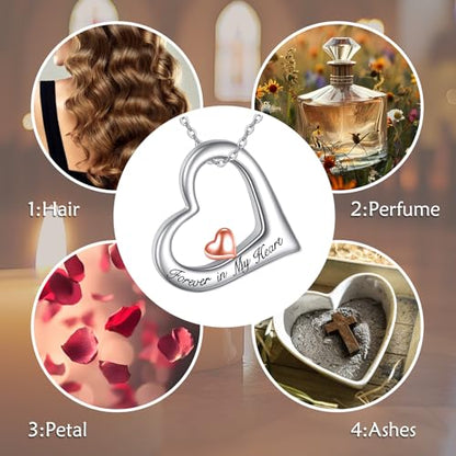 VONALA Urn Necklace Sterling Silver Memorial gifts for Ashes Keepsake Jewelry - style: Heart