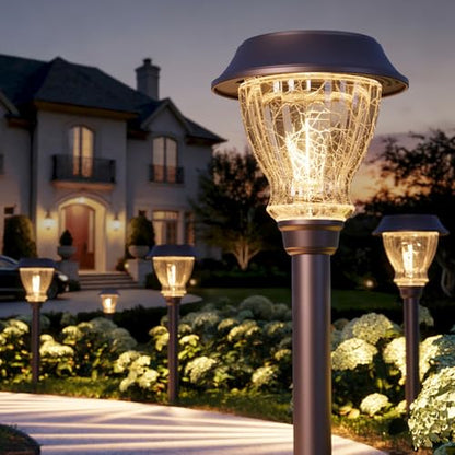 XMCOSY+ Solar Pathway Lights Outdoor, 6 Pack Warm White Landscape Lighting - size: 6 Packs