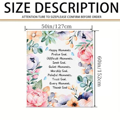 Christian Inspirational Quote Throw Blanket 50 x 60, Happy Moments Praise God Prayer Blanket, Faith Gift for Women Mom Sister Friend, Encouragement Get Well, Mothers Day Christmas (Christian)