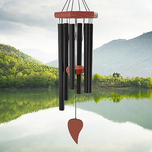 Wind Chimes for Outside, Memorial Wind Chimes with 6 Long Metal Tubes - color: Bk-lf, size: 30"