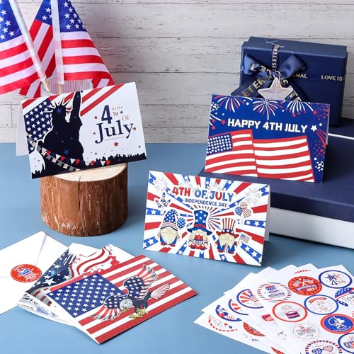60Set 4th of July Patriotic Greeting Cards 250th Anniversary American Flag