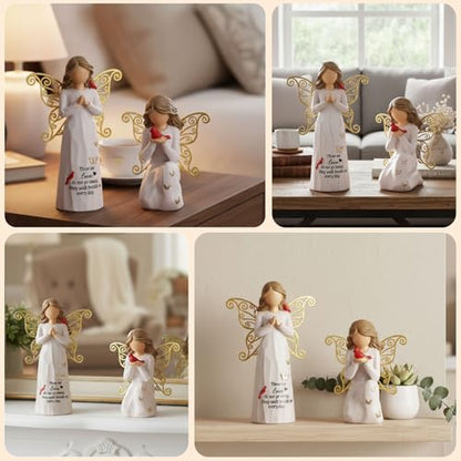 NAN ZAI NAN FANG Cardinal Gifts for Women - 2-Piece Set Angel Figurines | Sympathy Gifts for Loss of Loved One,Mother,Father，Husband-Memorial Cardinal Decor for Home-Resin Sculpted Statue - style: Set