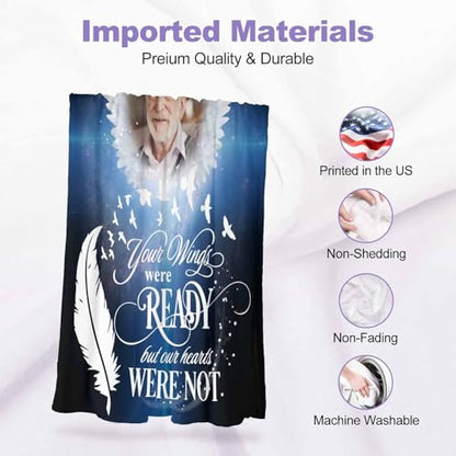 Personalized Memorial Blanket with Photos Custom Sympathy Throw Blankets in Memory of Loss of Grandpa Grandma - color: Color 27