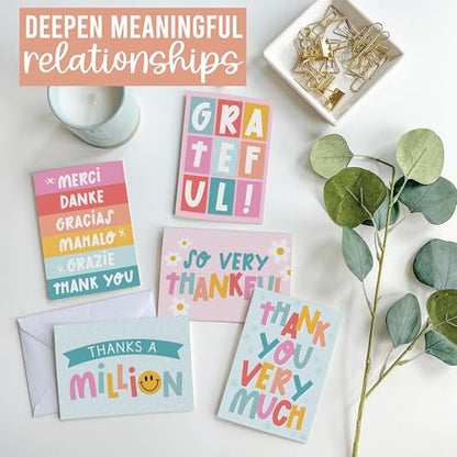 54 Bulk Thank You Cards with Envelopes Blank Cute Thank You Cards | Retro Colorful 5 x 3.5 Appreciation Card Birthdays, Baby Shower, Teacher, Small Business, Party Guests, Coworkers & Holidays - style: Retro Colorful 54 pcs