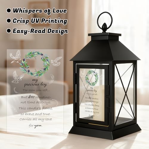 Memorial Candle Lantern with Flickering LED Candle and Remote Control Bereavement Sympathy Gifts in Memory for Loss of Son Remembrance Gift (Son) - color: Son
