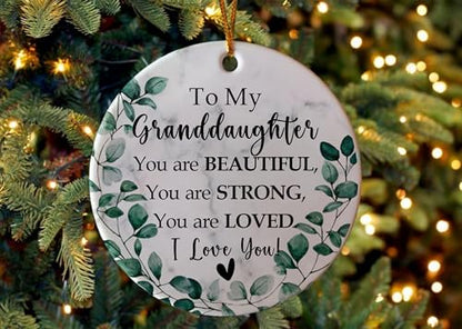to My Granddaughter Christmas Ornament 2026 from Grandma and Grandpa, Double-Side Printed Christmas Ornament for Granddaughter Xmas Tree Keepsake - color: Granddaughter