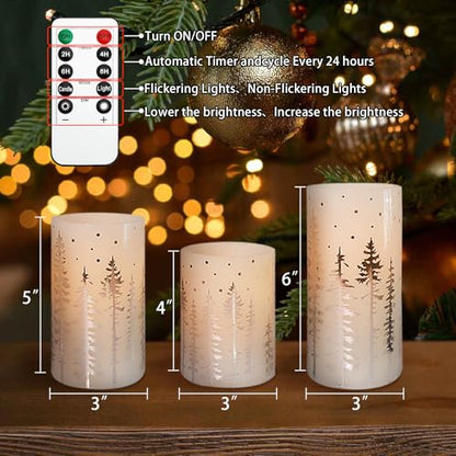 Crystal Club Christmas Flameless Candles, Holiday LED Candles - style: Silver Christmas Tree