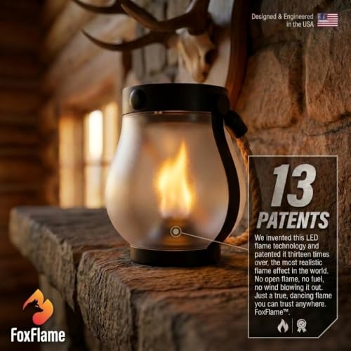 FoxFlame Schoolhouse Solar Lanterns Outdoor Waterproof,Patented Fire Effect - style: Schoolhouse Lantern