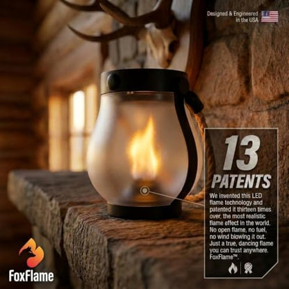 FoxFlame Schoolhouse Solar Lanterns Outdoor Waterproof,Patented Fire Effect - style: Schoolhouse Lantern