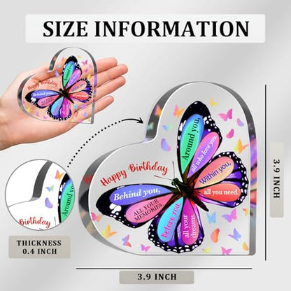 Butterfly Acrylic Birthday Gift, Keepsake for Women, Men, Friends, Sister, Bestie, Coworker - Table, Desk Sign for Home - style: Happy Birthday