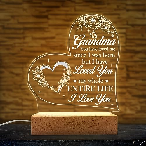 SANDJEST Acrylic Night Light Gifts for Grandmother, Sentimental Gifts for Grandma Nana Mimi on Birthday Christmas Valentines - color: Grandma