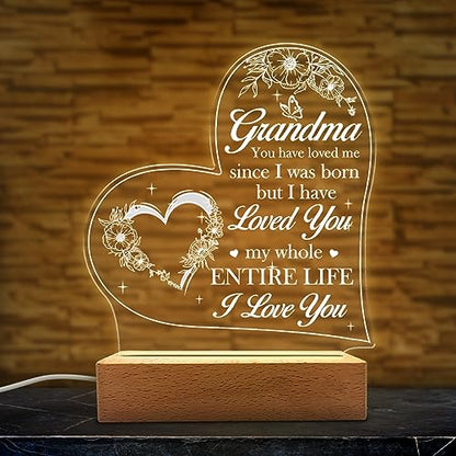 SANDJEST Acrylic Night Light Gifts for Grandmother, Sentimental Gifts for Grandma Nana Mimi on Birthday Christmas Valentines - color: Grandma