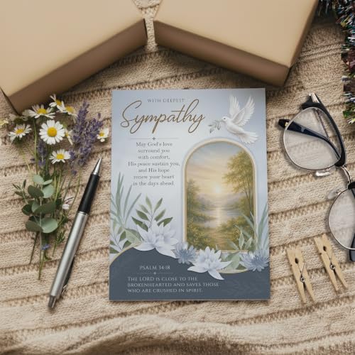 Religious Sympathy Card with Christian Faith and Bible Printed Verse Premium A5 Size UK Made