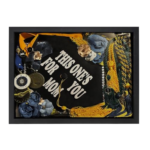 GraduationMall 12"x16" Graduation Cap Shadow Box Frame Wood Display Case with Stick Pins & Hanging Hardware - size: 12x16