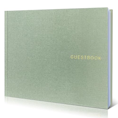 Elegant Linen Wedding Guset Book for Reception, Wedding Guest Book Alternative, Baby Shower, Bridal Shower and Special Events - 50 Blank + 50 Line Pages - color: A-sage Green