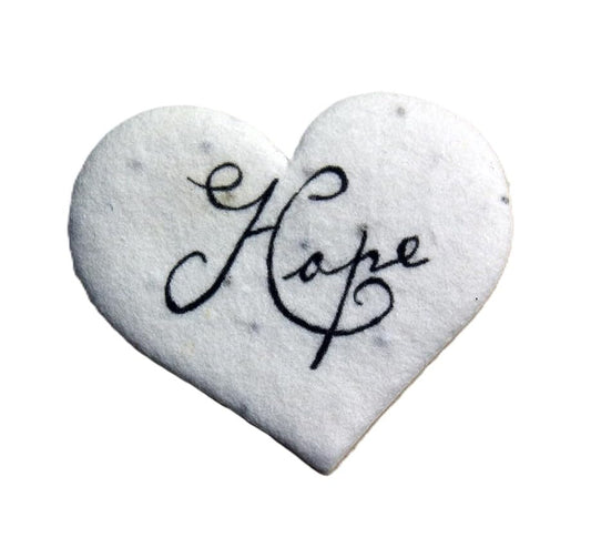 Of The Earth Handmade Paper - Wildflower Seed Paper Small Heart Tags - Calligraphy Variations - 1.75" X 1.5" - Set of 50 (Hope) - color: Hope