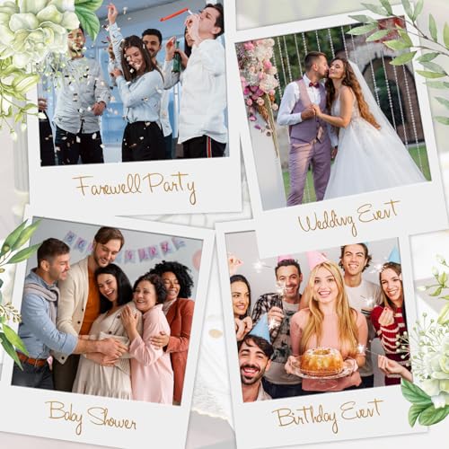 Generic Wedding Guest Book with Polaroid Photo Section, Hardcover Keepsake for Special Memories Includes Guest Sign-in Table Card & Pen, Ideal for Wedding Receptions, Memory Book to Write, Purple