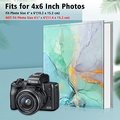 Fintie Photo Album 4x6 Photos - 600 Pockets Large Capacity Albums Book | Vegan Leather Cover, 4X6 Picture Keepsakes, Family/Wedding/Travel Memory Book, Baby/Kids/Boys/Girls Gift, Emerald Marble - color: Emerald Marble