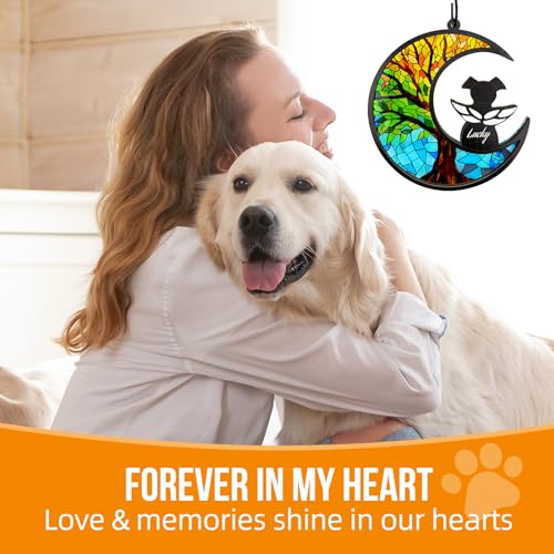 Dog Memorial Suncatcher,Pet Remembrance Gift with Sympathy Card for Loss of Dog,Tree of Life DIY Ornament(Angel Wings) - color: Wing