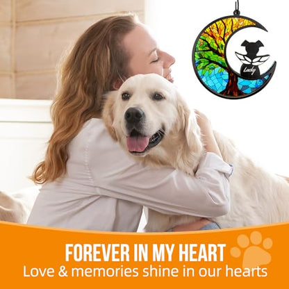 Dog Memorial Suncatcher,Pet Remembrance Gift with Sympathy Card for Loss of Dog,Tree of Life DIY Ornament(Angel Wings) - color: Wing