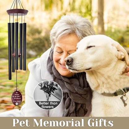 Pet Memorial Wind Chime, Dog Memorial Wind Chimes for Loss of Dog, Tuned Aluminum Tubes in G Scale, Wooden Top, Sympathy Pet Loss Gifts for Garden Patio – Forever in My Heart - size: 2