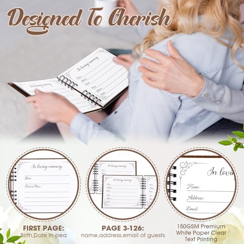 64 Pcs Funeral Guest Book Set for Memorial Service, Wood, Cardinal - color: Wood, style: Cardinal