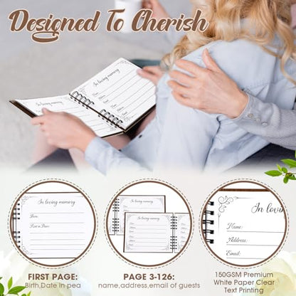 64 Pcs Funeral Guest Book Set for Memorial Service, Wood, Cardinal - color: Wood, style: Cardinal
