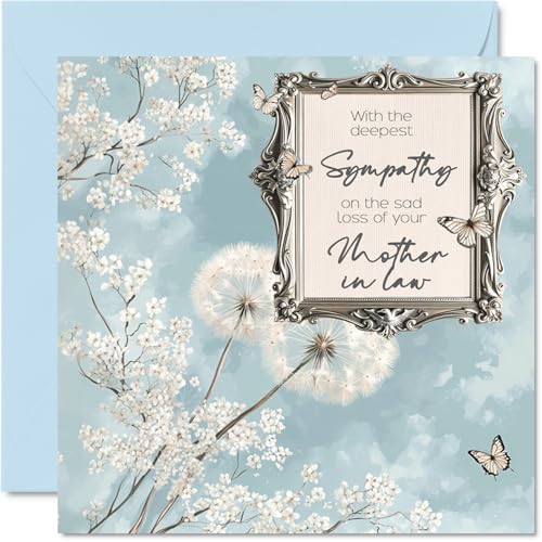 Stuff4 Sympathy Cards Loss of Your Mother in law | Deepest Sympathy Sad Card, Sorry Mourning Bereavement Cards for Adults, 145mm Condolences Thinking of You Card - color: Mother in law