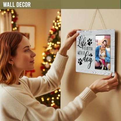Life Is Better With A Dog Wood Photo Frame, Memorial Picture Frame for Pet Lovers - color: Dog