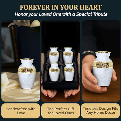 Small Urns for Human Ashes - Elegant Keepsake Cremation Urns (Pearl White, Set of 4) - color: Pearl White