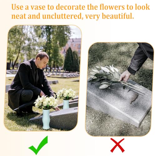 2Pcs Cemetery Vases with Spikes, 7.8 Inch Grave Vases for Cemetery, Plastic Flower Holder Grave Decorations for Cemetery Headstone Graveside