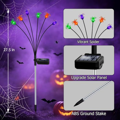 4Pack Spider Solar Halloween Decorations,Solar Firefly Swaying Lights - color: Spider Light
