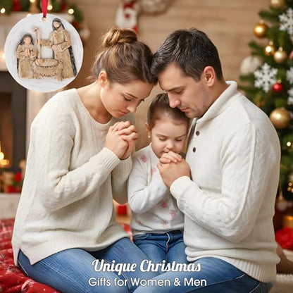 3D Nativity Scene Ornament for Christmas Tree - Religious Christian Church Ornaments Holy Family Tradition Gifts - Unique Jesus Ornaments Decorations for Family Friends - style: Nativity