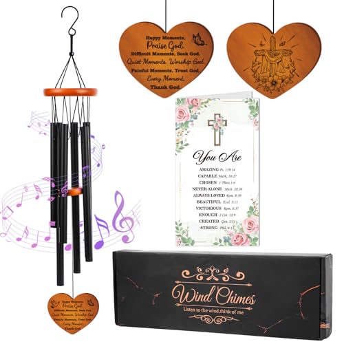 Christian Gifts for Women, 25.5" Wind Chimes with Bible Verses, Religious Inspirational Gifts for Women Mom Sister Friend, Spiritual Faith Based Gift for Birthday Baptism - color: Christian/Black