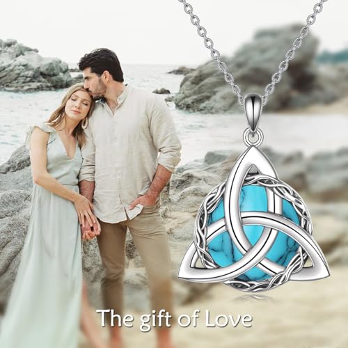 WINNICACA Celtic Knot Necklace 925 Sterling Silver Celtic Pendant Irish Urn Necklace Jewelry Birthday Anniversary Valentine's Day Gifts for Her Women Wife Girlfriend Daughter - style: 1-Celtic Knot Necklace(Turquoise)