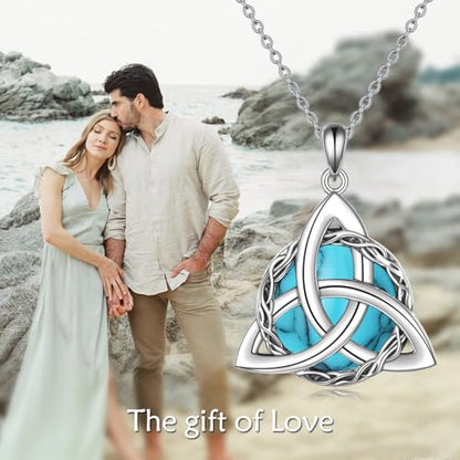 WINNICACA Celtic Knot Necklace 925 Sterling Silver Celtic Pendant Irish Urn Necklace Jewelry Birthday Anniversary Valentine's Day Gifts for Her Women Wife Girlfriend Daughter - style: 1-Celtic Knot Necklace(Turquoise)