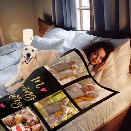 Personalized Memorial Photo Blankets,Blanket with Pictures Customized in Memory of Loved One Gifts - color: Color 24