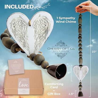 Sympathy Wind Chime - Modern White Memorial Gift for Loss of Mom, Dad, Husband - 23 inches