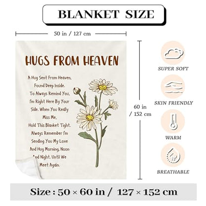 Memorial Sympathy Gifts for Loss of Loved One, Memorial Gifts for Loss of Mom/Dad, Bereavement Gift, in Memory of Loved One Gift, Hug from Heaven Blanket 60"x50"