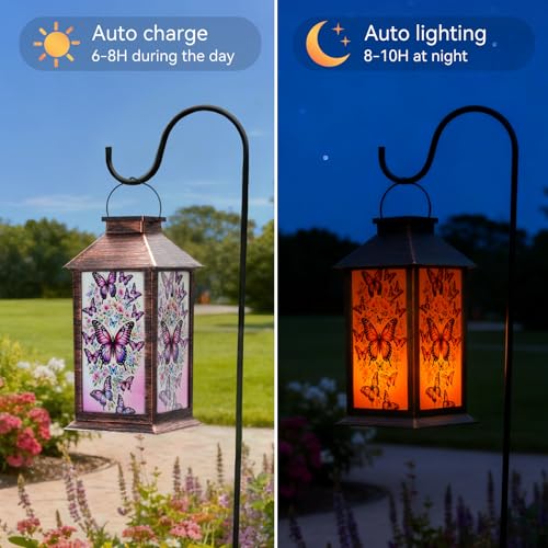 Homemory Solar Hanging Lanterns Outdoor Waterproof Butterfly LED Lights - style: Butterfly
