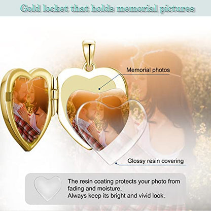 SOULMEET 10K 14K 18K Solid Gold Personalized Sunflower/Starburst/Cross/Rose/Lotus/Butterfly/Turtle/Celtic/Bee Heart Locket Necklace That Holds Picture Gift Choice - style: L-Solid gold celtic heart locket+photo